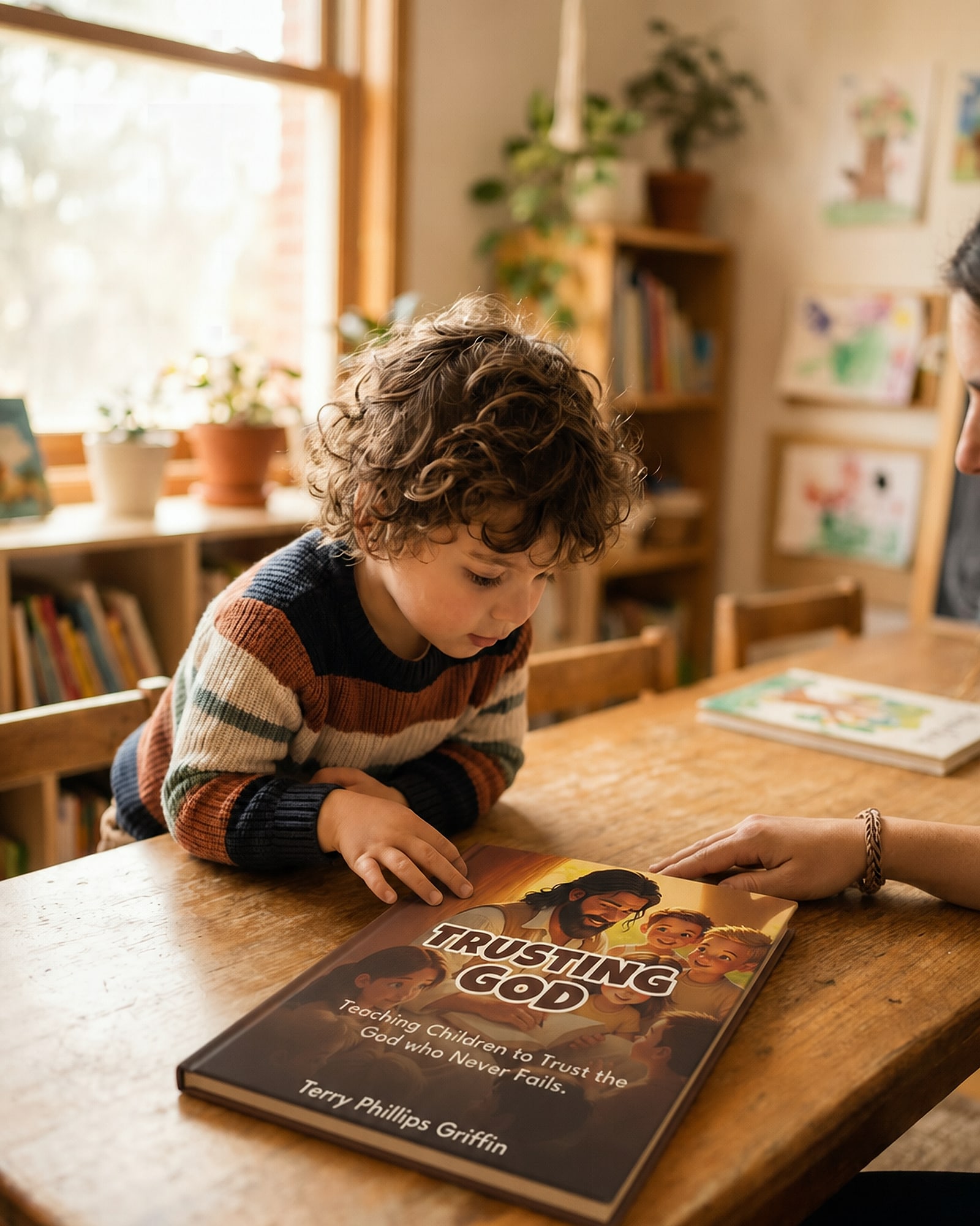 Trusting God on a table in golden morning light